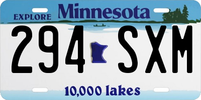 MN license plate 294SXM