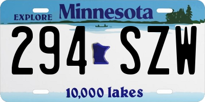MN license plate 294SZW