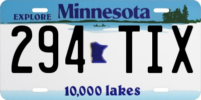 MN license plate 294TIX
