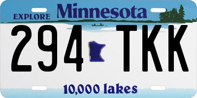 MN license plate 294TKK