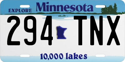 MN license plate 294TNX