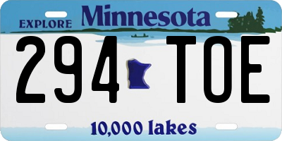 MN license plate 294TOE