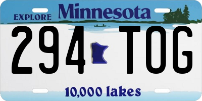 MN license plate 294TOG