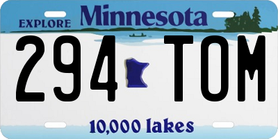 MN license plate 294TOM