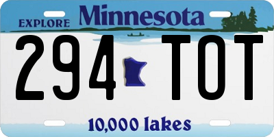 MN license plate 294TOT