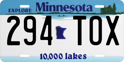 MN license plate 294TOX