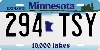 MN license plate 294TSY