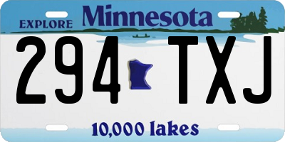 MN license plate 294TXJ