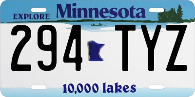 MN license plate 294TYZ
