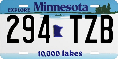 MN license plate 294TZB