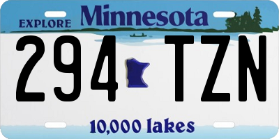 MN license plate 294TZN