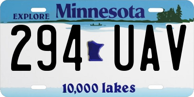 MN license plate 294UAV