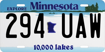 MN license plate 294UAW