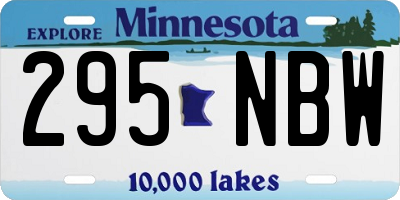 MN license plate 295NBW