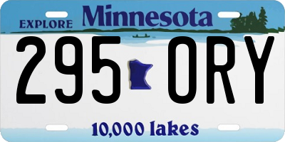 MN license plate 295ORY