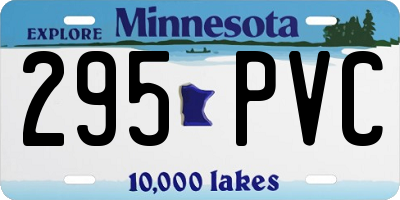 MN license plate 295PVC
