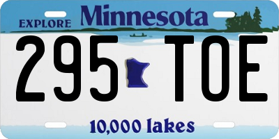 MN license plate 295TOE