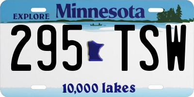 MN license plate 295TSW