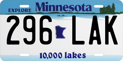 MN license plate 296LAK