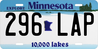 MN license plate 296LAP