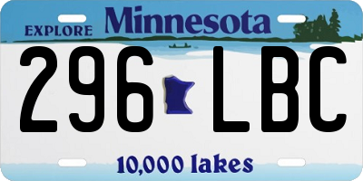 MN license plate 296LBC