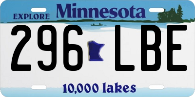 MN license plate 296LBE