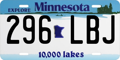 MN license plate 296LBJ