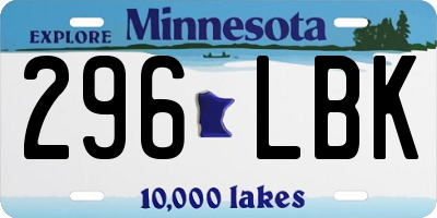 MN license plate 296LBK