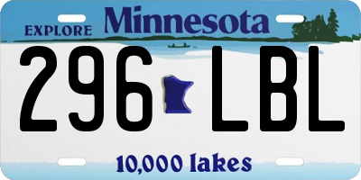 MN license plate 296LBL