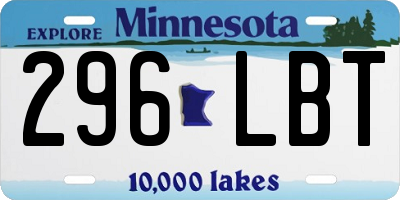 MN license plate 296LBT