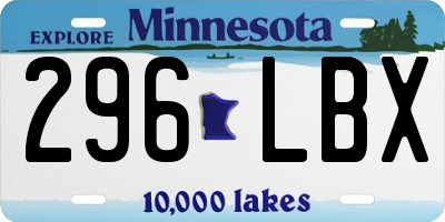 MN license plate 296LBX