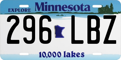 MN license plate 296LBZ