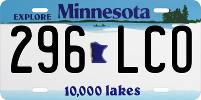 MN license plate 296LCO