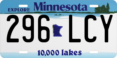 MN license plate 296LCY
