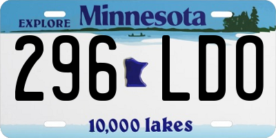 MN license plate 296LDO
