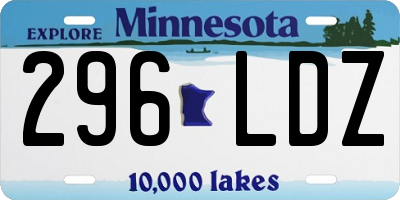 MN license plate 296LDZ