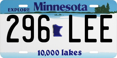 MN license plate 296LEE