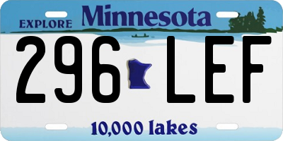 MN license plate 296LEF