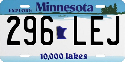 MN license plate 296LEJ