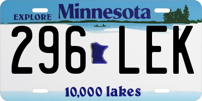MN license plate 296LEK