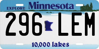 MN license plate 296LEM
