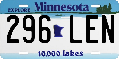 MN license plate 296LEN