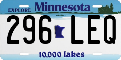 MN license plate 296LEQ