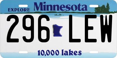 MN license plate 296LEW
