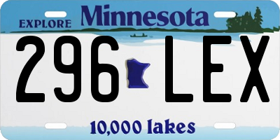 MN license plate 296LEX