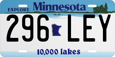 MN license plate 296LEY