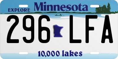MN license plate 296LFA