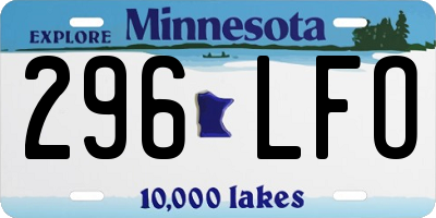 MN license plate 296LFO