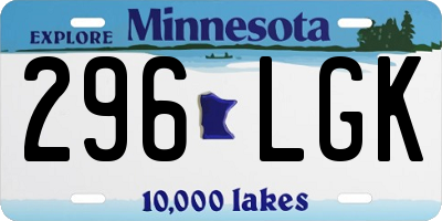 MN license plate 296LGK