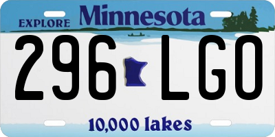 MN license plate 296LGO